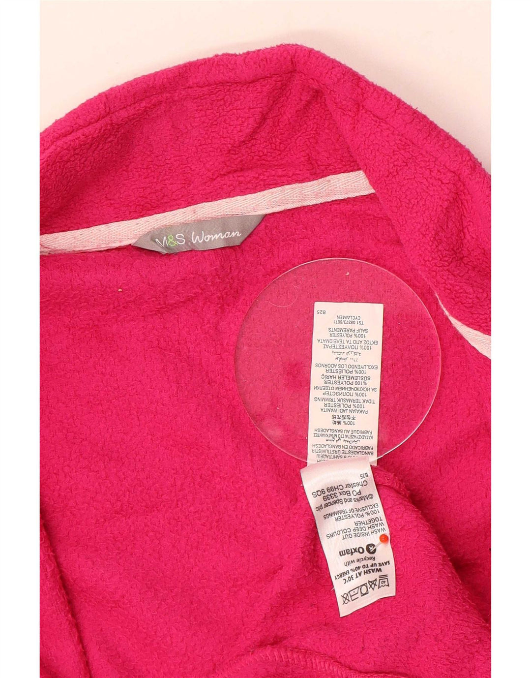 Marks & Spencer Womens Fleece Jacket UK 16 Large Pink Polyester