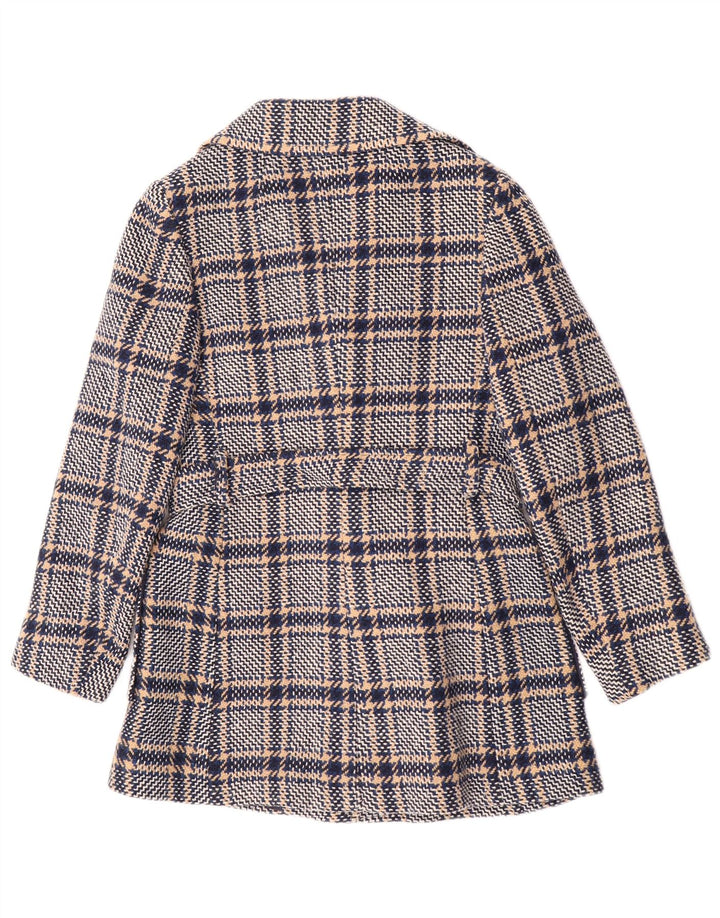 Vintage Womens Overcoat UK 10 Small Navy Blue Check