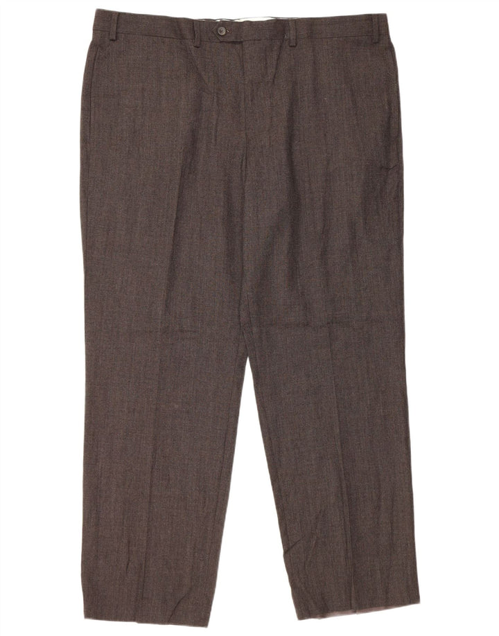 Marks & Spencer Mens Regular Fit Casual Trousers W42 L31 Black Wool