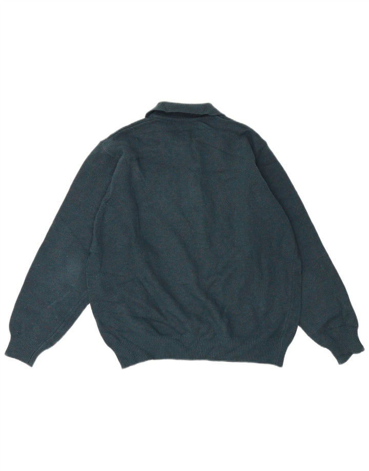 Stefanel Mens Polo Neck Jumper Sweater Large Green Wool
