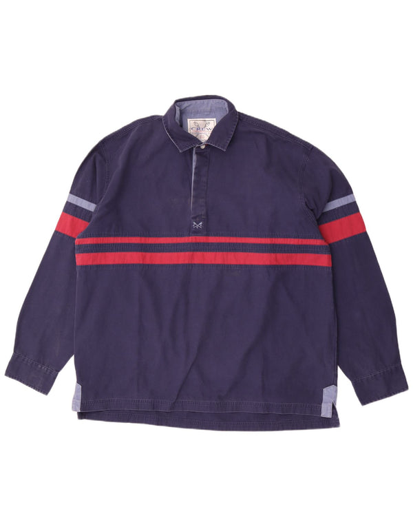 Crew Clothing Mens Long Sleeve Rugby Polo Shirt XL Navy Blue Colourblock