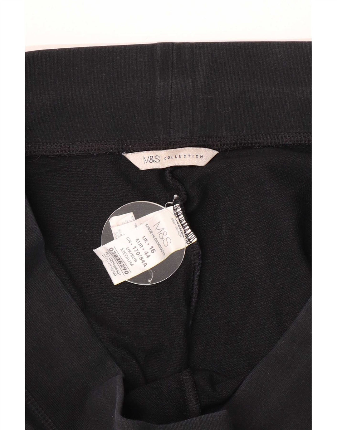 Marks & Spencer Womens Tracksuit Trousers UK 16 Large Black Cotton