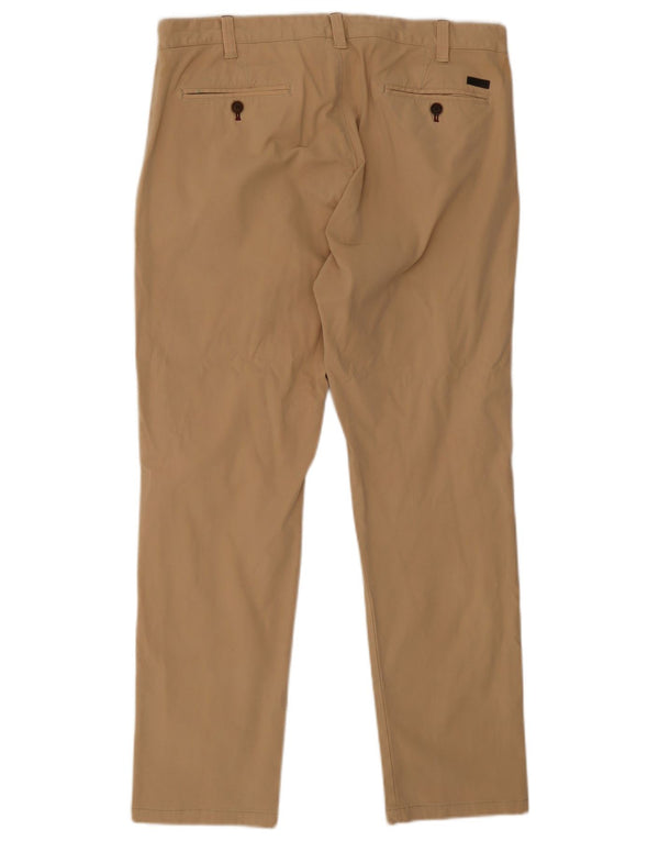Massimo Dutti Mens Straight Chino Trousers EU 44 Large W34 L30 Beige