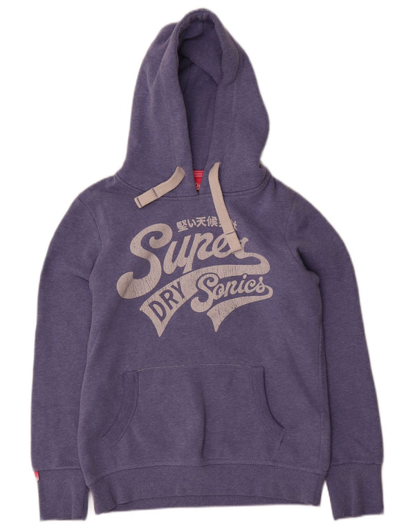Superdry Womens Graphic Hoodie Jumper UK 14 Medium Purple Cotton