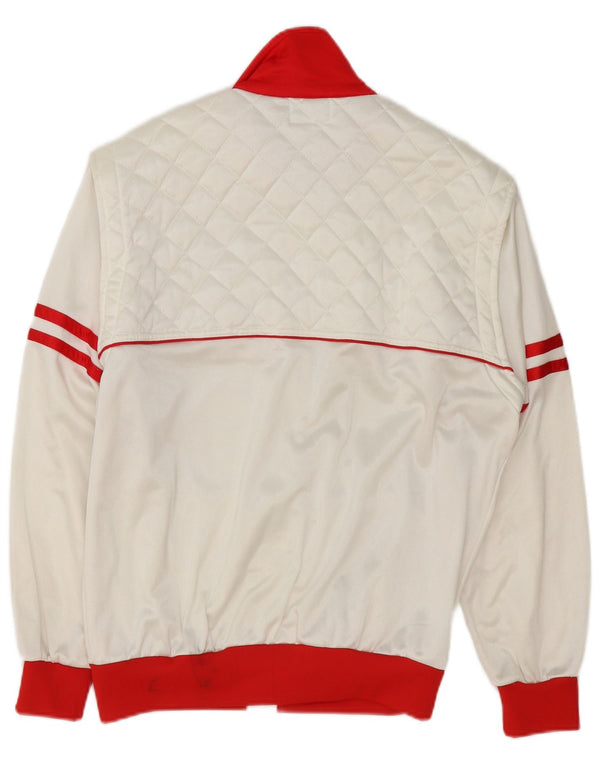 Vintage Mens Graphic Tracksuit Top Jacket IT 48 Medium White Colourblock