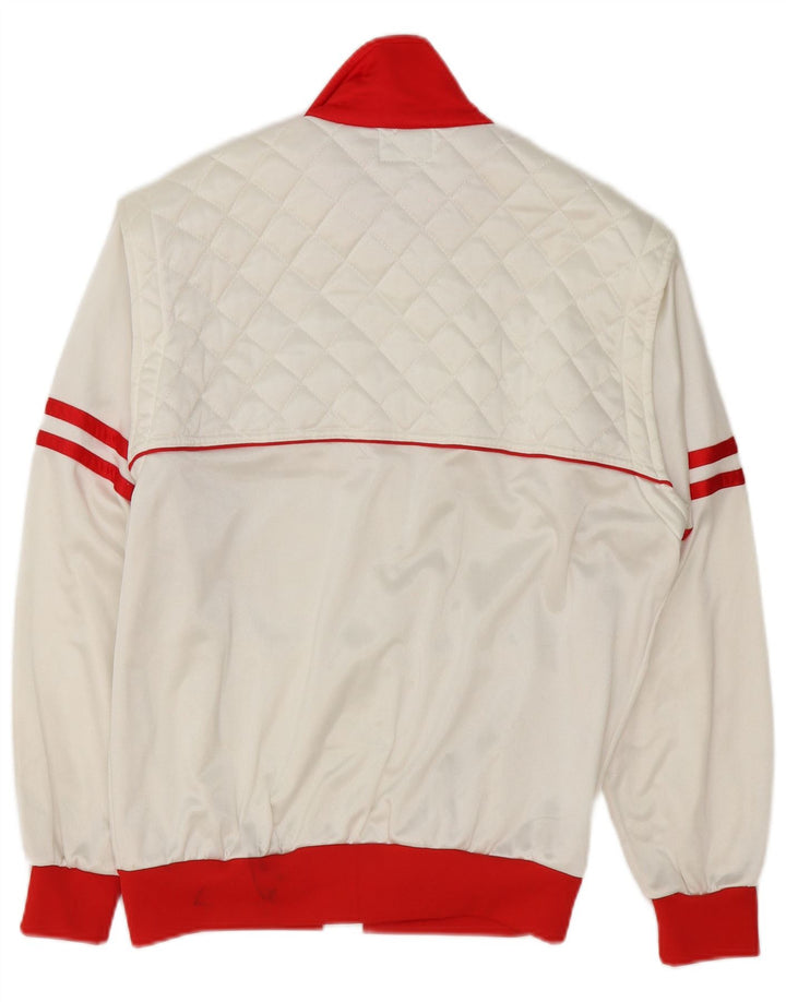 Vintage Mens Graphic Tracksuit Top Jacket IT 48 Medium White Colourblock