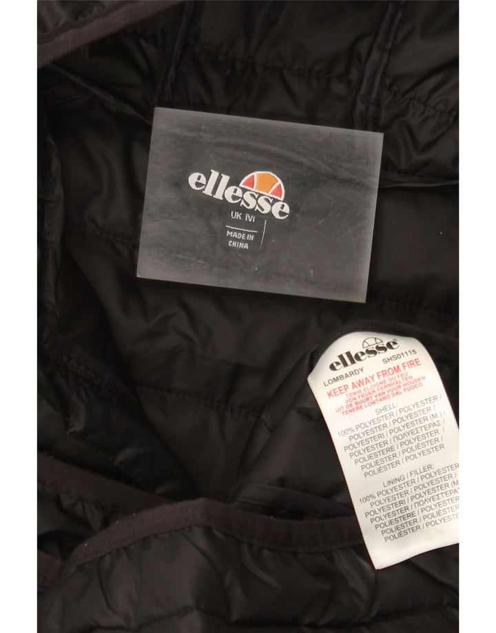 Ellesse Mens Hooded Padded Jacket UK 38 Medium Black Polyester