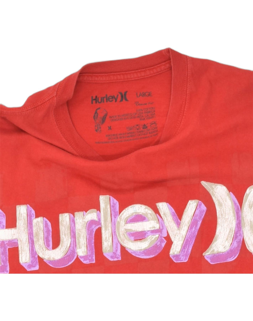 HURLEY Mens Graphic T-Shirt Top Large Red Cotton | Vintage Hurley | Thrift | Second-Hand Hurley | Used Clothing | Messina Hembry 