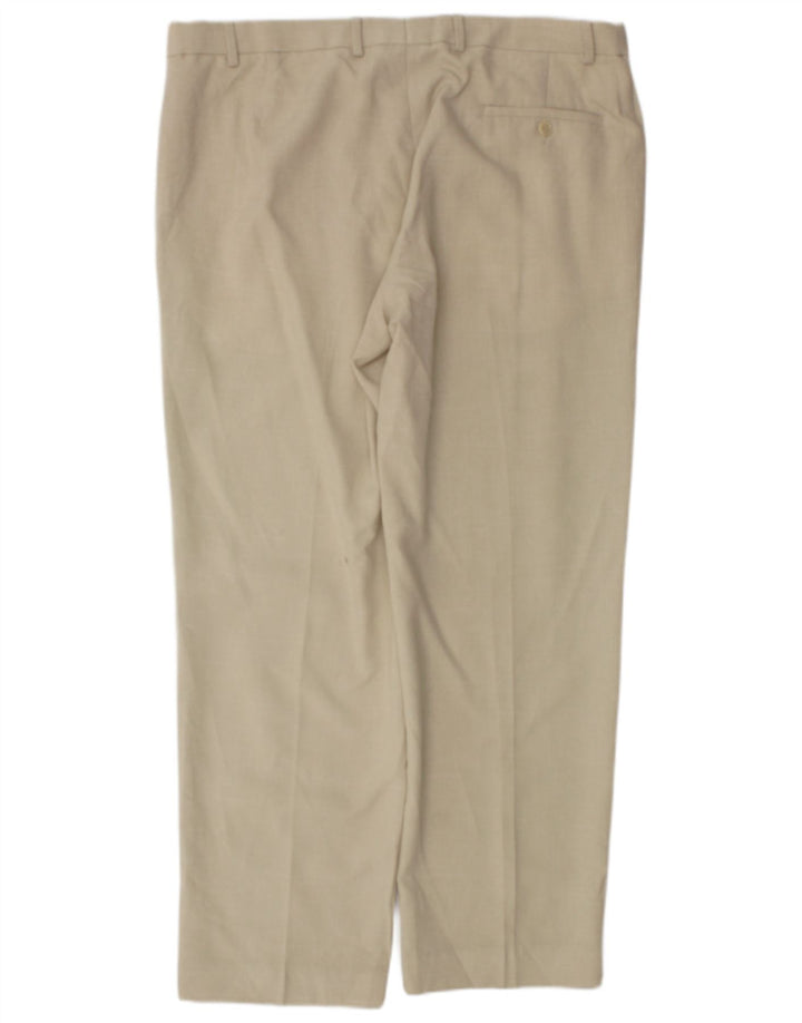Marks & Spencer Mens Straight Regular Fit Suit Trousers W38 L31 Beige Check