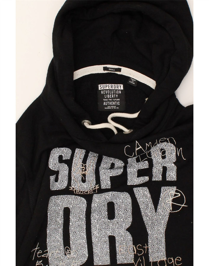 SUPERDRY Womens Graphic Hoodie Jumper UK 10 Small Black Cotton | Vintage Superdry | Thrift | Second-Hand Superdry | Used Clothing | Messina Hembry 