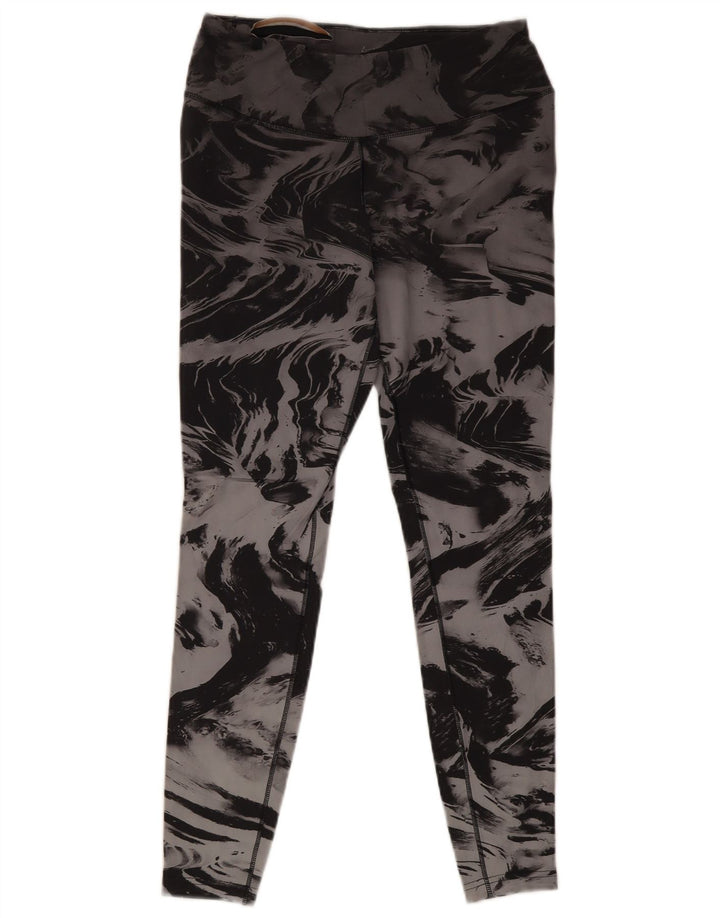 NIKE Womens Dri Fit Leggings UK 14 Large Grey Tie Dye Nylon