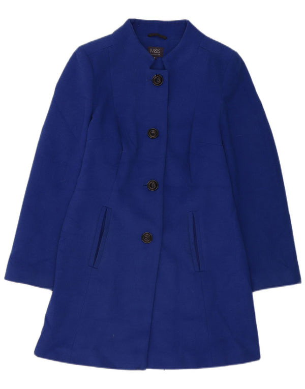 Marks & Spencer Womens Overcoat UK 8 Small Blue Polyester
