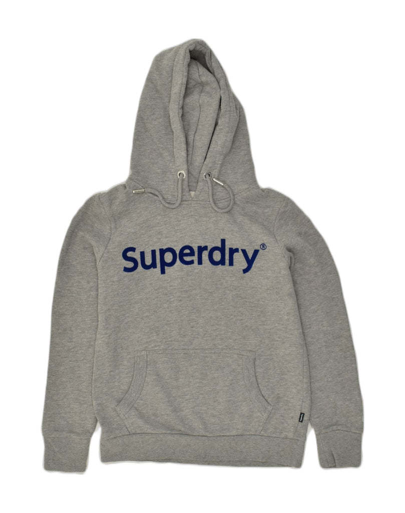 SUPERDRY Womens Graphic Hoodie Jumper UK 12 Medium  Grey | Vintage Superdry | Thrift | Second-Hand Superdry | Used Clothing | Messina Hembry 