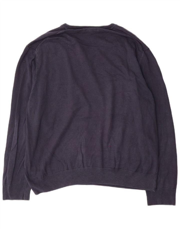 Marks & Spencer Mens V-Neck Jumper Sweater 2XL Navy Blue Cotton