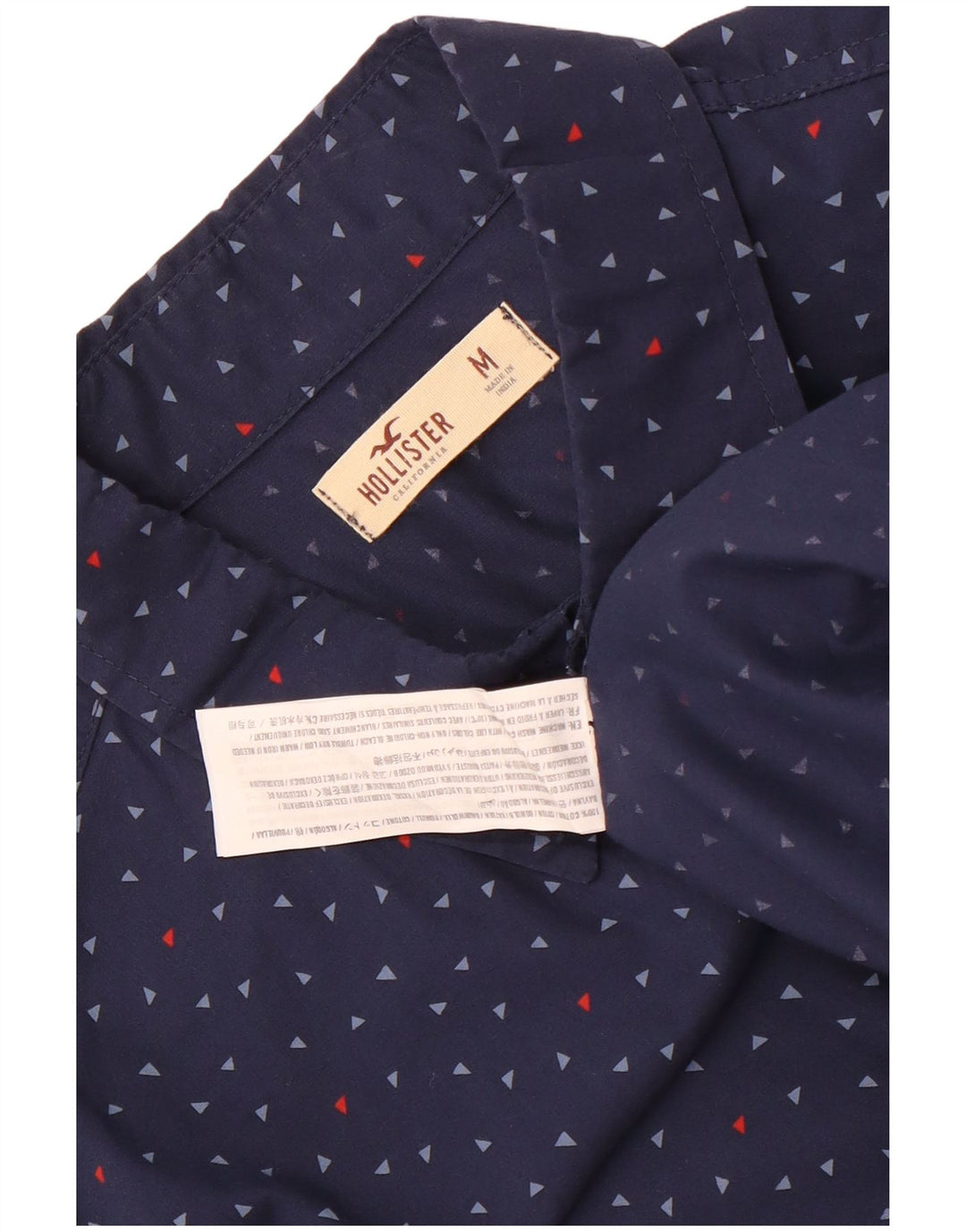 Hollister Mens Shirt Medium Navy Blue Spotted Cotton
