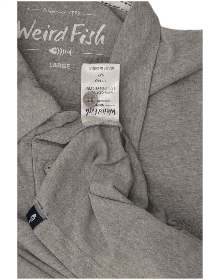 Weird Fish Mens Polo Shirt Large Grey Cotton
