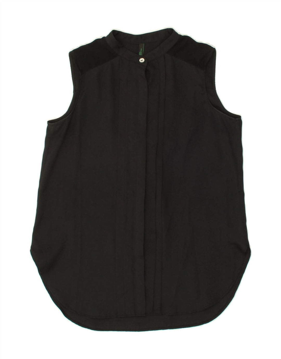 BENETTON Womens Sleeveless Shirt Blouse UK 6 XS Black Polyester Vintage Benetton and Second-Hand Benetton from Messina Hembry 