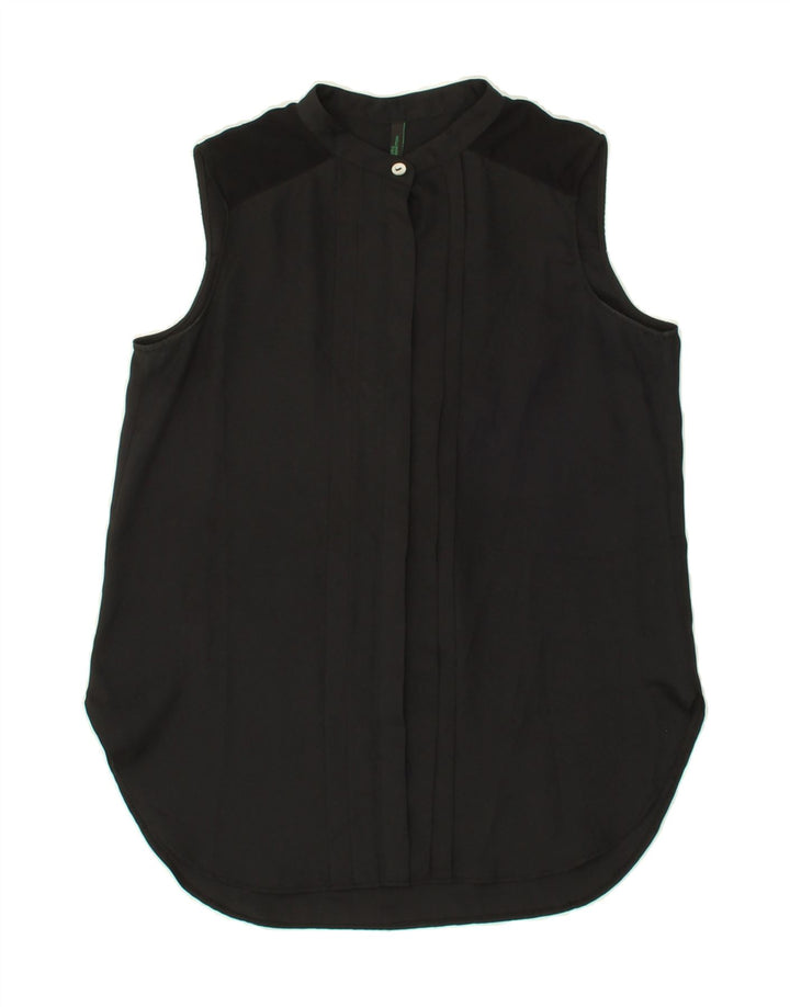 BENETTON Womens Sleeveless Shirt Blouse UK 6 XS Black Polyester Vintage Benetton and Second-Hand Benetton from Messina Hembry 