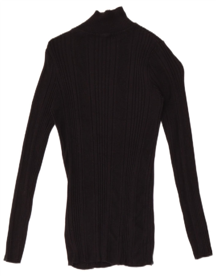 Marks & Spencer Womens Top Long Sleeve UK 10 Small Black Viscose