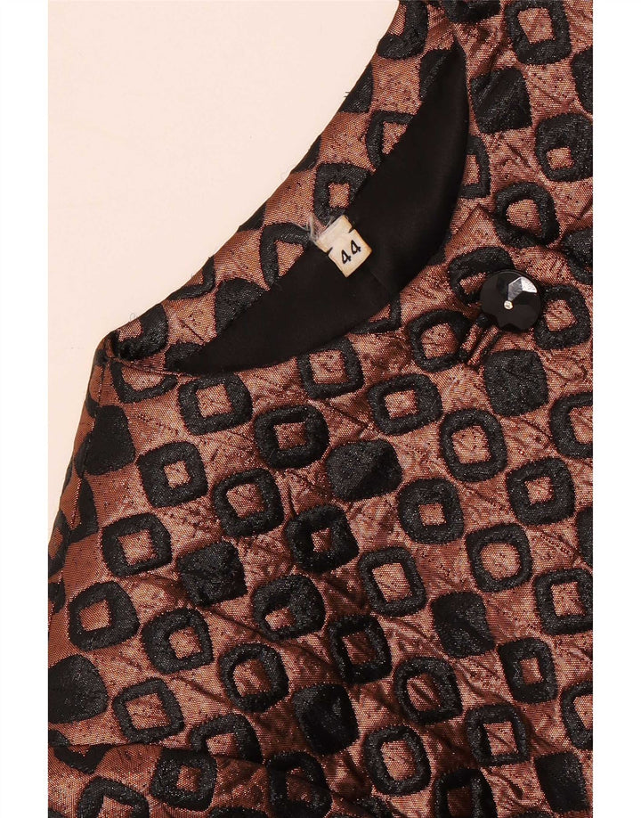 Vintage Womens 6 Button Blazer Jacket IT 44 Medium Brown Geometric
