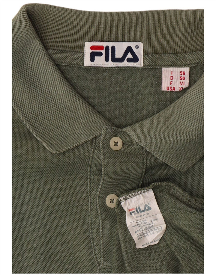 Fila Mens Polo Shirt IT 56 XL Green Cotton