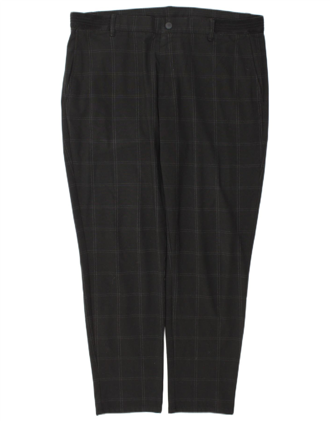 Zara Mens Straight Chino Trousers XL W34 L29 Grey Check