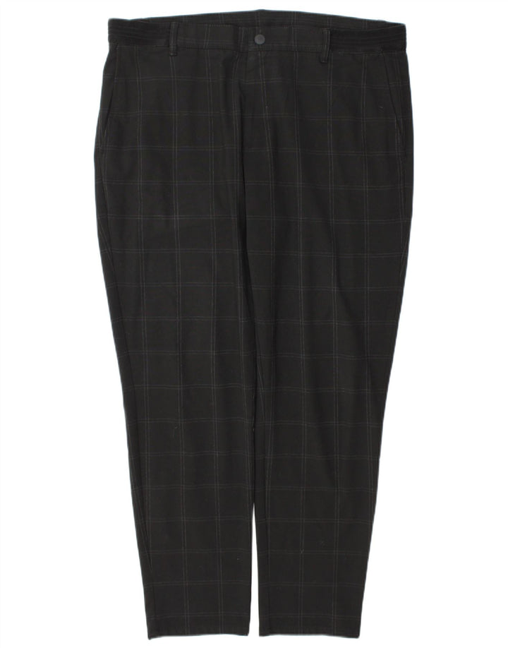 Zara Mens Straight Chino Trousers XL W34 L29 Grey Check