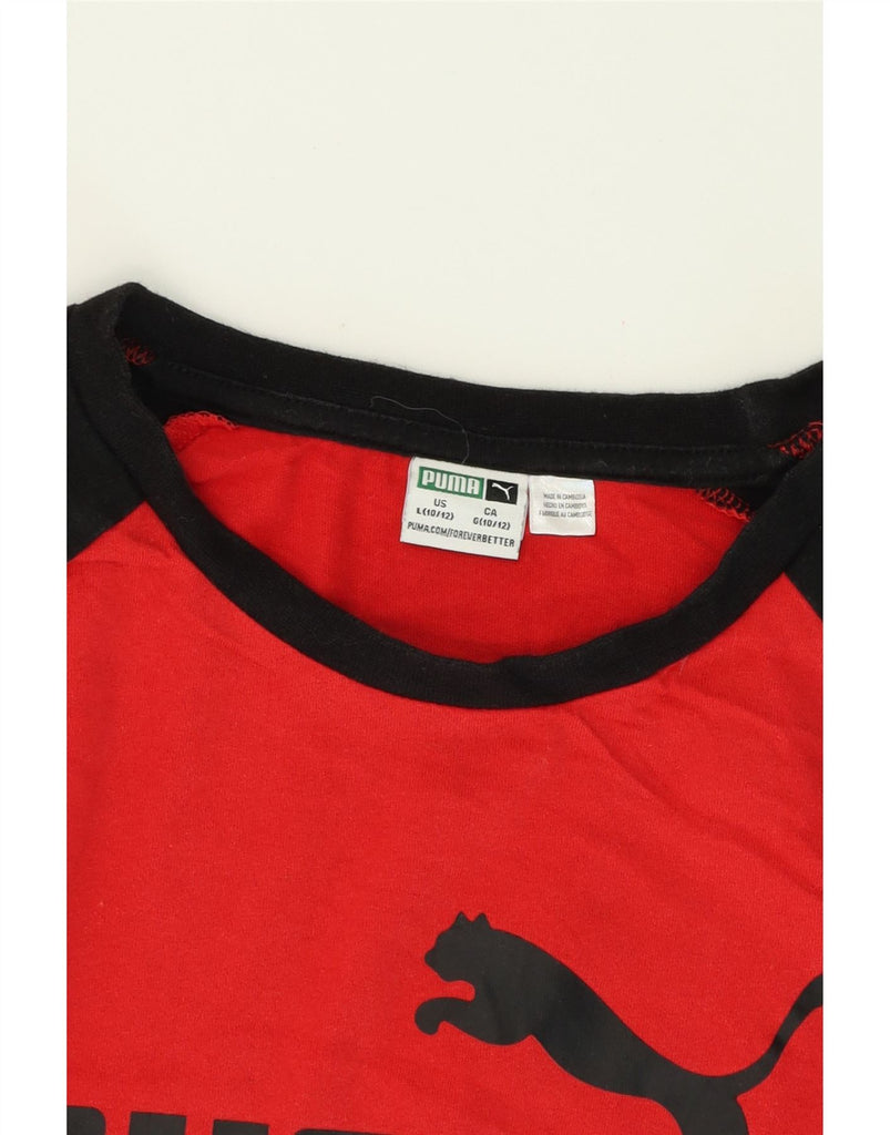 PUMA Boys Graphic T-Shirt Top 10-11 Years Large Red Colourblock Cotton Vintage Puma and Second-Hand Puma from Messina Hembry 
