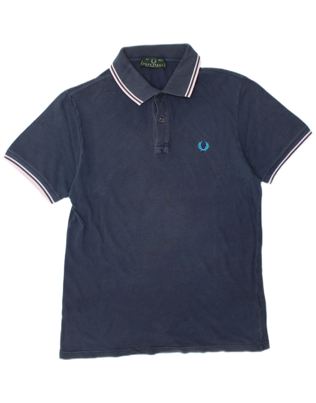 FRED PERRY Mens Polo Shirt Medium Navy Blue Cotton