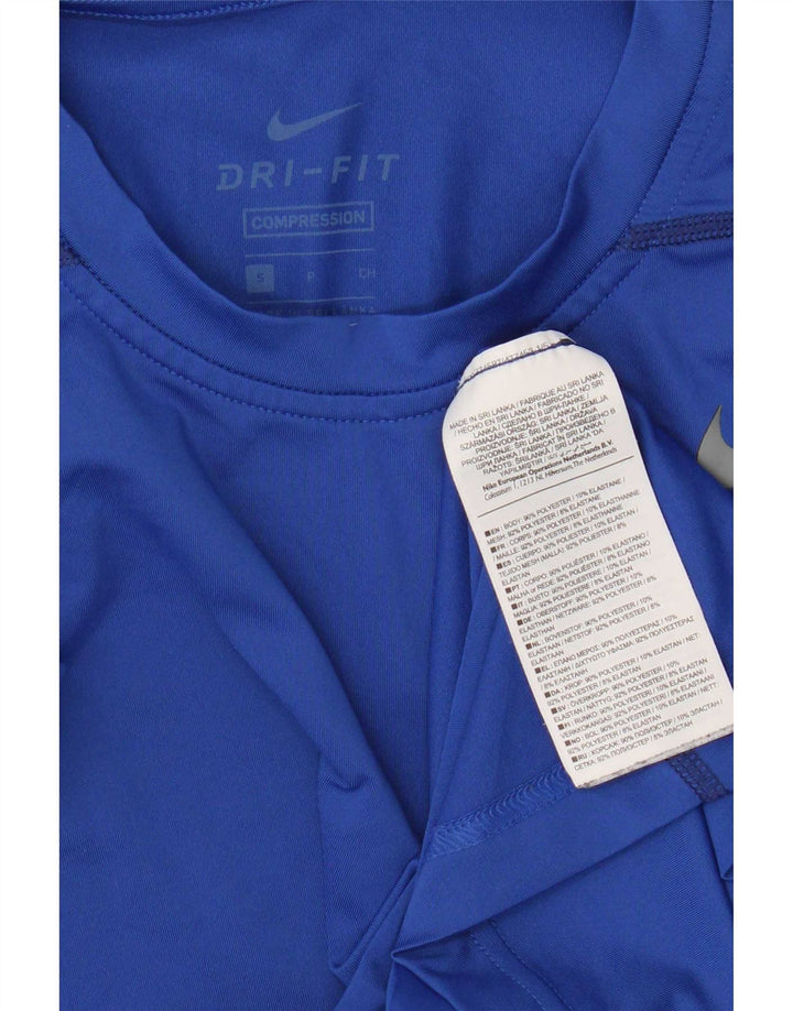 Nike Womens Dri Fit T-Shirt Top UK 10 Small Blue Polyester