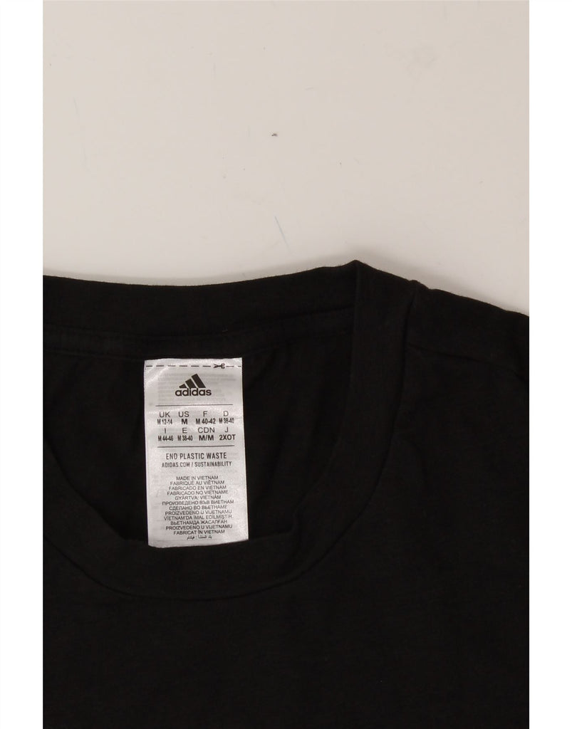 ADIDAS Womens Aeroready Graphic T-Shirt Top UK 12/14 Medium Black Cotton Vintage Adidas and Second-Hand Adidas from Messina Hembry 