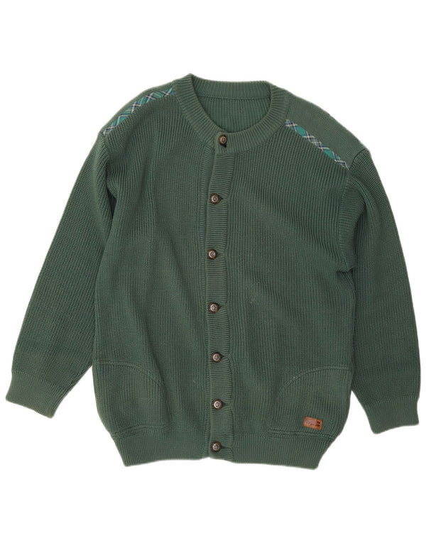 Vintage Mens Loose Fit Cardigan Sweater IT 50 Medium Green Virgin Wool