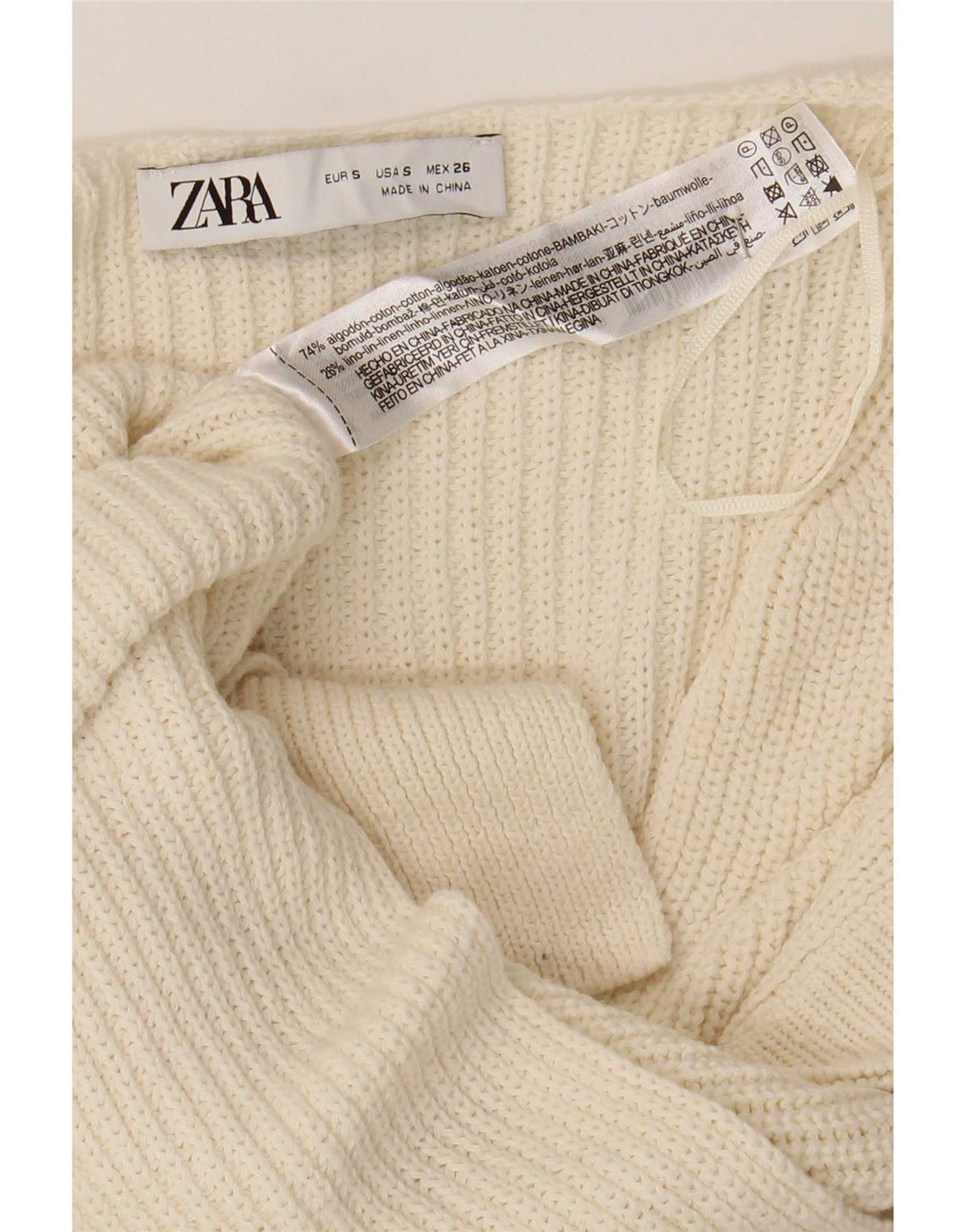 Zara Mens Vest Tank Top Small Beige Cotton