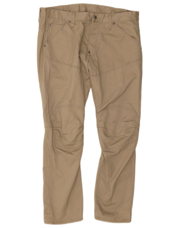 G-Star Mens Tapered Casual Trousers W36 L30 Beige Cotton