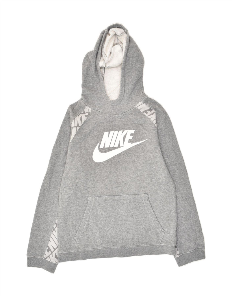 NIKE Boys Graphic Hoodie Jumper 12-13 Years Large Grey Cotton | Vintage Nike | Thrift | Second-Hand Nike | Used Clothing | Messina Hembry 