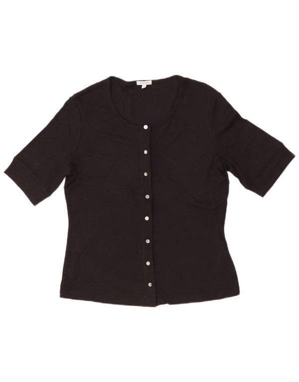 Jigsaw Womens Short Sleeve Cardigan Top UK 12 Medium Black Modal