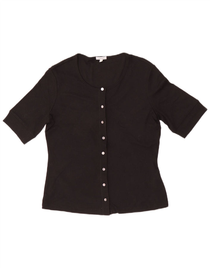 Jigsaw Womens Short Sleeve Cardigan Top UK 12 Medium Black Modal