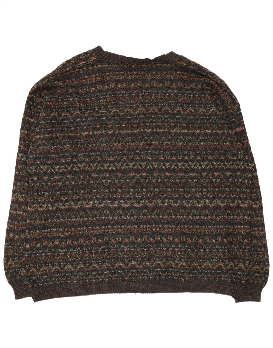 Rodes Mens Cardigan Sweater 2XL Brown Geometric Wool