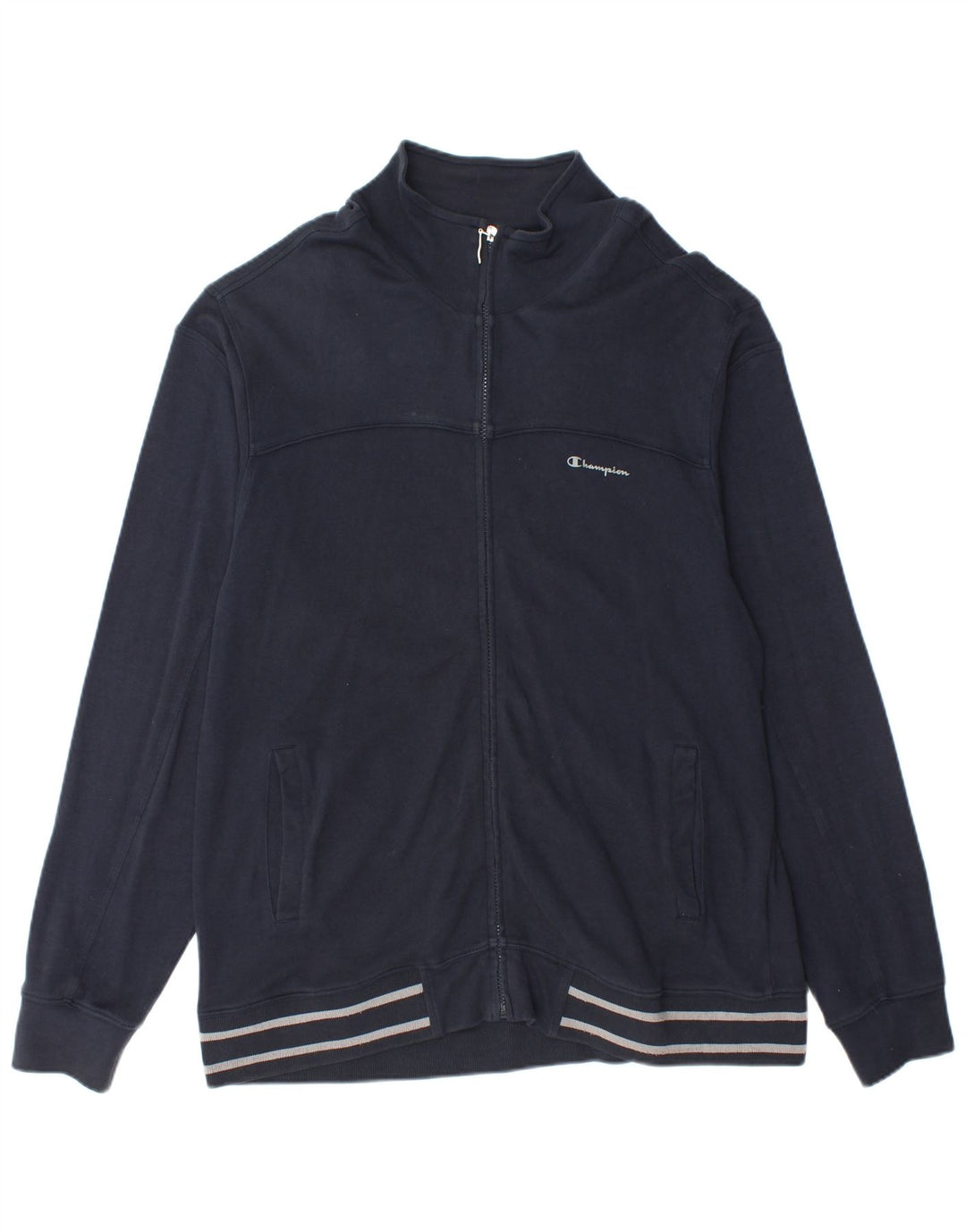 Champion Mens Tracksuit Top Jacket XL Navy Blue Cotton
