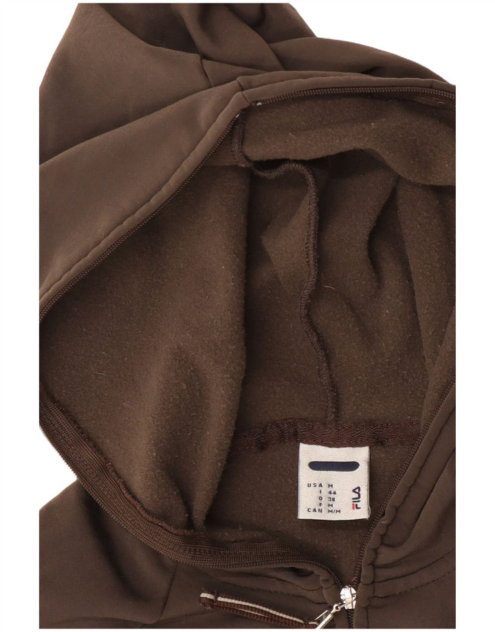 Fila Womens Zip Hoodie Sweater UK 12 Medium Brown