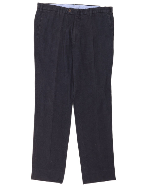 Massimo Dutti Mens Straight Suit Trousers EU 44 Large W34 L33 Navy Blue