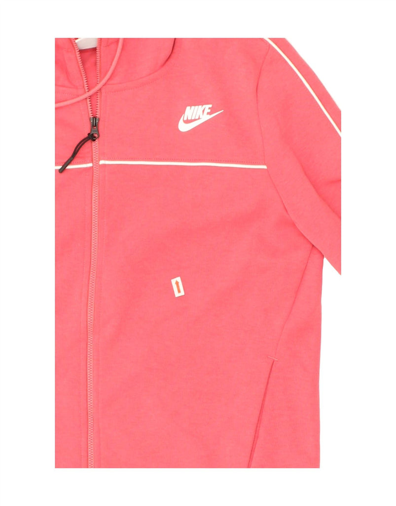 NIKE Womens Zip Hoodie Sweater UK 12 Medium Pink Cotton | Vintage Nike | Thrift | Second-Hand Nike | Used Clothing | Messina Hembry 