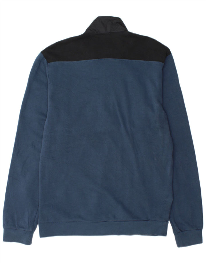 Adidas Mens Zip Neck Sweatshirt Jumper Small Blue Colourblock Cotton