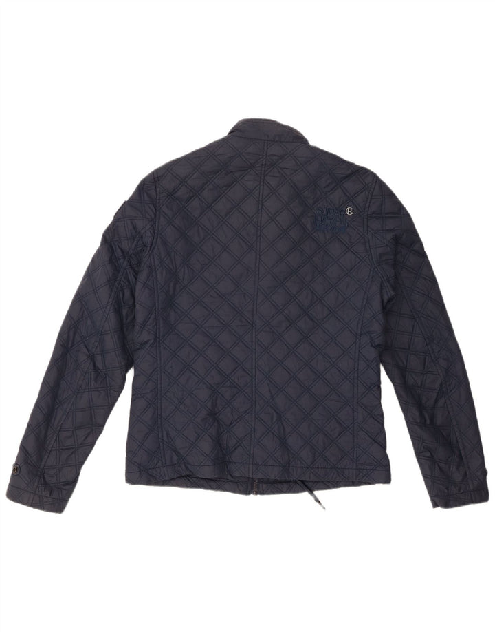 Superdry Womens Quilted Jacket UK 12 Medium Navy Blue