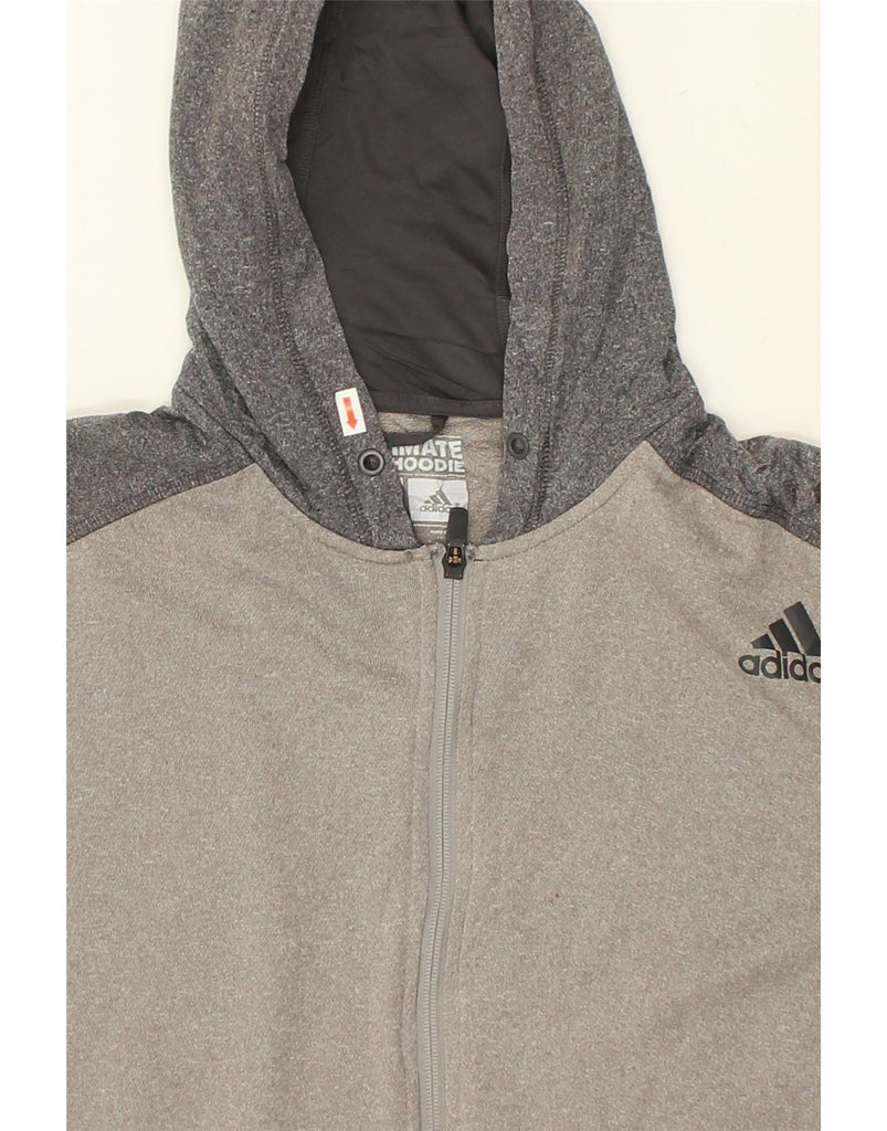 ADIDAS Mens Zip Hoodie Sweater Medium Grey Colourblock Polyester | Vintage Adidas | Thrift | Second-Hand Adidas | Used Clothing | Messina Hembry 