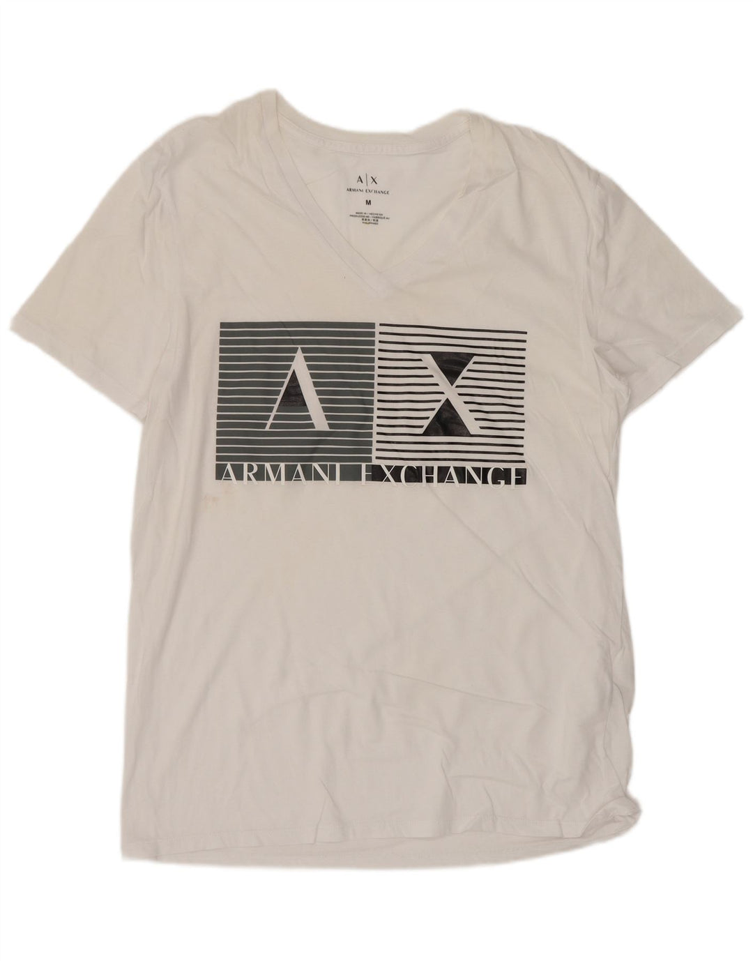 Armani Exchange Mens Graphic T-Shirt Top Medium White Cotton