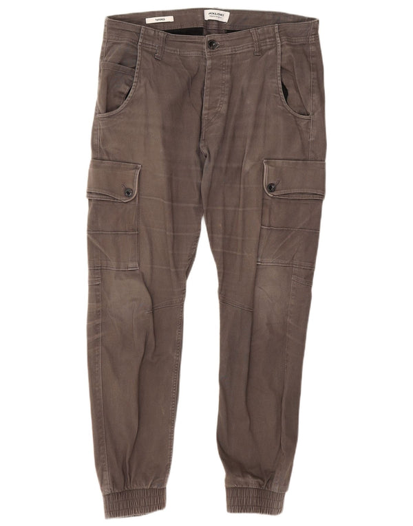 Jack & Jones Mens Tapered Joggers Cargo Trousers W33 L27 Grey Cotton