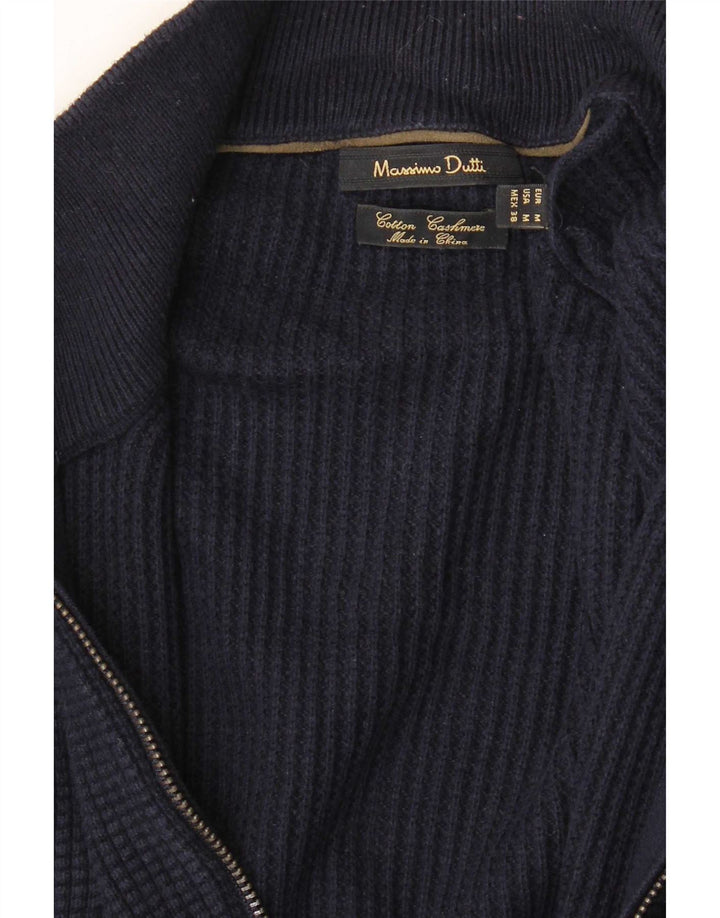 Massimo Dutti Mens Cardigan Sweater Medium Navy Blue