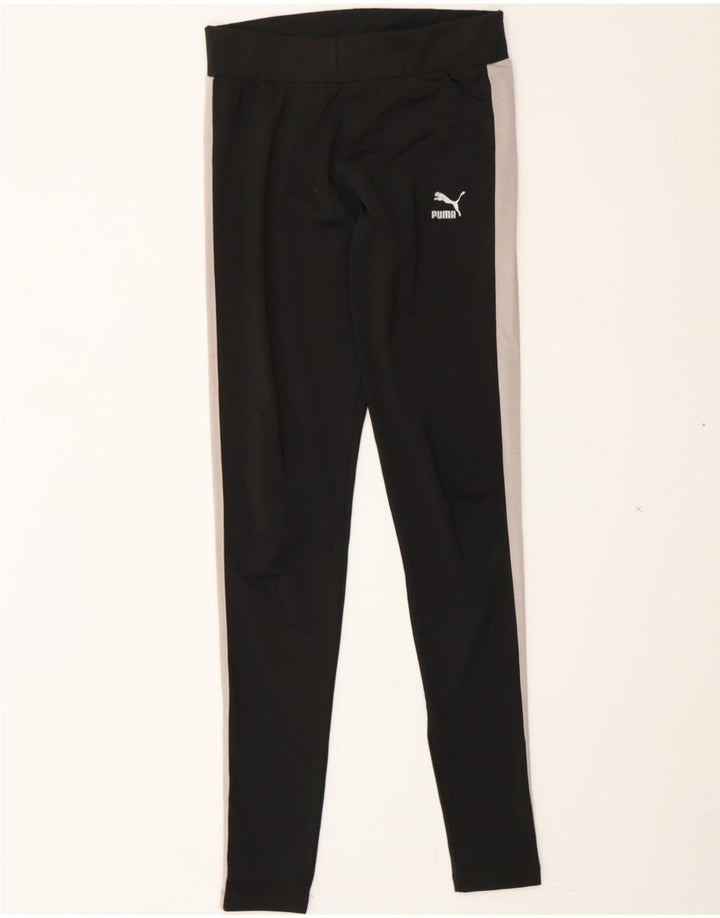 PUMA Womens Leggings UK 10 Small Black Colourblock Polyester Vintage Puma and Second-Hand Puma from Messina Hembry 