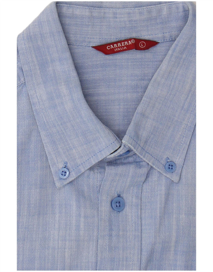 Carrera Mens Short Sleeve Shirt Large Blue Cotton